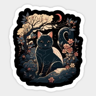 Cat Japan Style Funny Cat Gift Retro Vintage Funny Cat Sticker